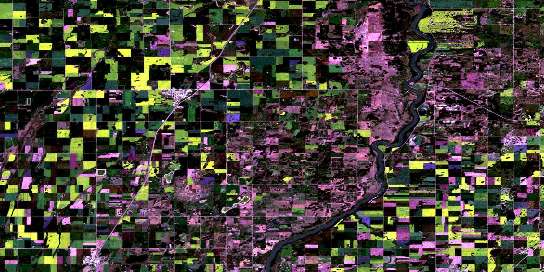 Rosthern Satellite Map 073B09 at 1:50,000 scale - National Topographic System of Canada (NTS) - Orthophoto