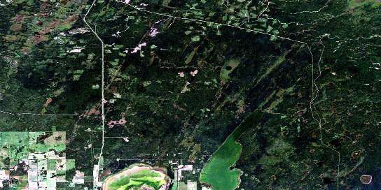 Helene Lake Satellite Map 073F09 at 1:50,000 scale - National Topographic System of Canada (NTS) - Orthophoto