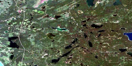 Strange Lake Satellite Map 073J02 at 1:50,000 scale - National Topographic System of Canada (NTS) - Orthophoto