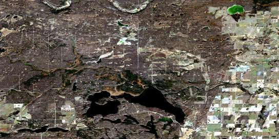 Makwa Lake Satellite Map 073K03 at 1:50,000 scale - National Topographic System of Canada (NTS) - Orthophoto