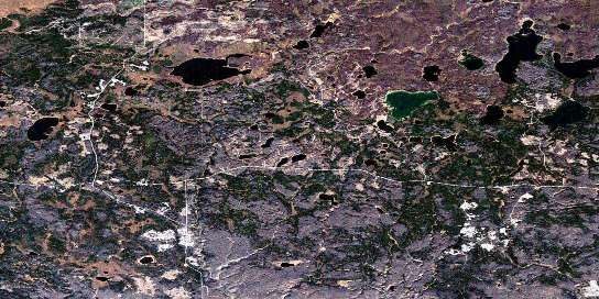 Muskeg Lake Satellite Map 073K11 at 1:50,000 scale - National Topographic System of Canada (NTS) - Orthophoto