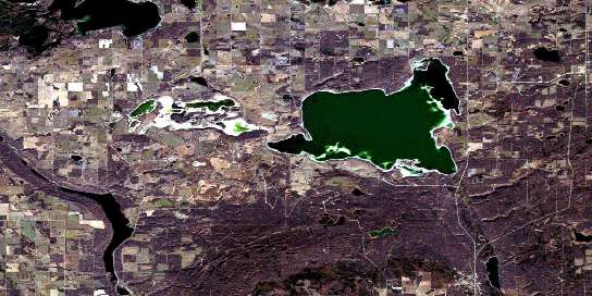 Muriel Lake Satellite Map 073L02 at 1:50,000 scale - National Topographic System of Canada (NTS) - Orthophoto
