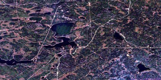 Wiau Lake Satellite Map 073M06 at 1:50,000 scale - National Topographic System of Canada (NTS) - Orthophoto