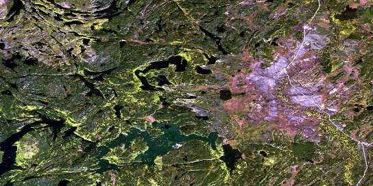 Cup Lake Satellite Map 074B02 at 1:50,000 scale - National Topographic System of Canada (NTS) - Orthophoto