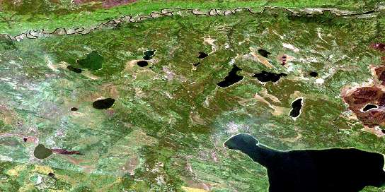 Wallis Bay Satellite Map 074C12 at 1:50,000 scale - National Topographic System of Canada (NTS) - Orthophoto