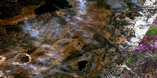 Kearl Lake Satellite Map 074E06 at 1:50,000 scale - National Topographic System of Canada (NTS) - Orthophoto
