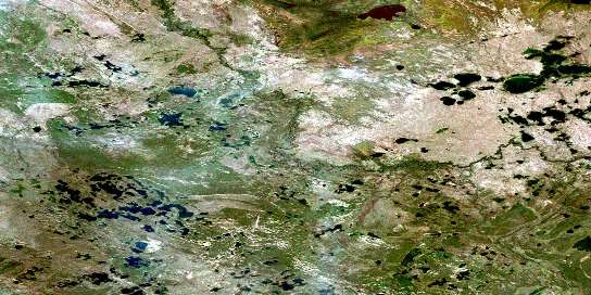 Brander Lake Satellite Map 074L08 at 1:50,000 scale - National Topographic System of Canada (NTS) - Orthophoto