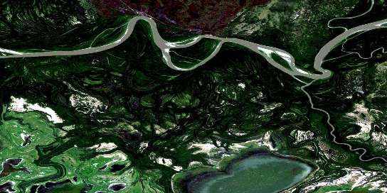 Baril River Satellite Map 074L13 at 1:50,000 scale - National Topographic System of Canada (NTS) - Orthophoto