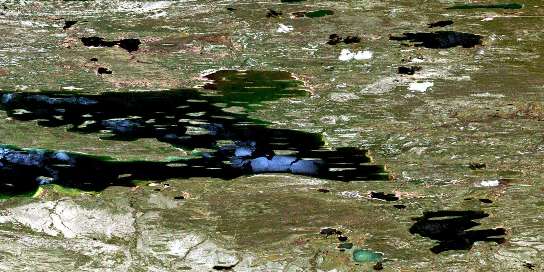 Riou Lake Satellite Map 074O01 at 1:50,000 scale - National Topographic System of Canada (NTS) - Orthophoto