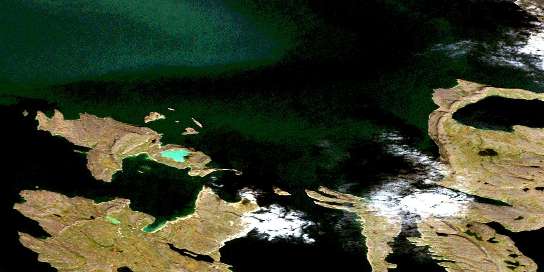 Iglorua Island Satellite Map 076N09 at 1:50,000 scale - National Topographic System of Canada (NTS) - Orthophoto