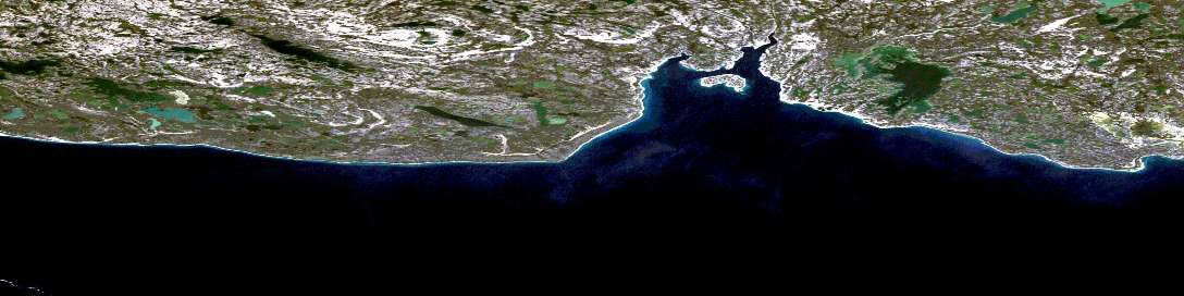 Anderson Bay Satellite Map 077A16 at 1:50,000 scale - National Topographic System of Canada (NTS) - Orthophoto
