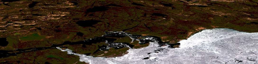 Air photo: Wilbank Bay Satellite Image map 077B11 at 1:50,000 Scale
