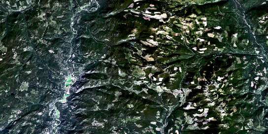 Almond Mountain Satellite Map 082E07 at 1:50,000 scale - National Topographic System of Canada (NTS) - Orthophoto