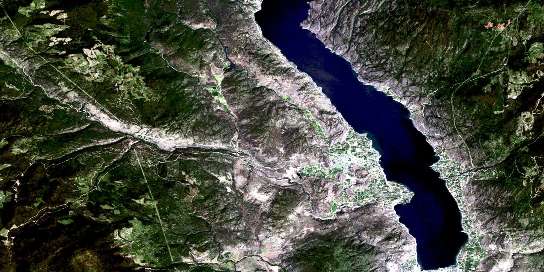 Summerland Satellite Map 082E12 at 1:50,000 scale - National Topographic System of Canada (NTS) - Orthophoto