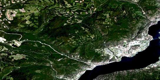 Peachland Satellite Map 082E13 at 1:50,000 scale - National Topographic System of Canada (NTS) - Orthophoto