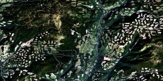 Damfino Creek Satellite Map 082E15 at 1:50,000 scale - National Topographic System of Canada (NTS) - Orthophoto