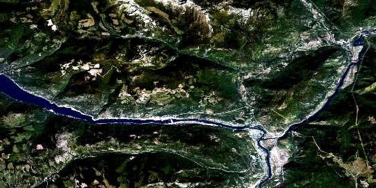 Castlegar Satellite Map 082F05 at 1:50,000 scale - National Topographic System of Canada (NTS) - Orthophoto