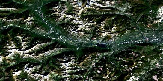 St Mary Lake Satellite Map 082F09 at 1:50,000 scale - National Topographic System of Canada (NTS) - Orthophoto