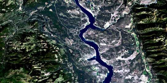 Lake Koocanusa Satellite Map 082G03 at 1:50,000 scale - National Topographic System of Canada (NTS) - Orthophoto