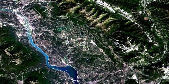 Elko Satellite Map 082G06 at 1:50,000 scale - National Topographic System of Canada (NTS) - Orthophoto