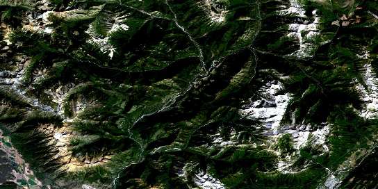 Fernie Satellite Map 082G11 at 1:50,000 scale - National Topographic System of Canada (NTS) - Orthophoto
