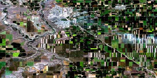 Lethbridge Satellite Map 082H10 at 1:50,000 scale - National Topographic System of Canada (NTS) - Orthophoto