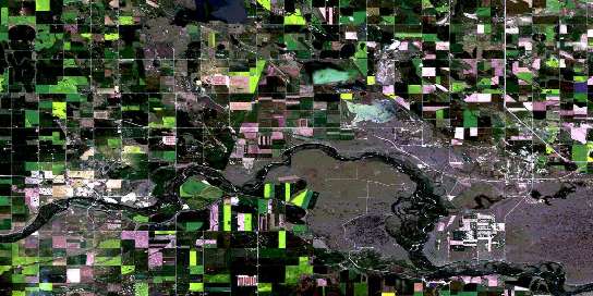 Gleichen Satellite Map 082I14 at 1:50,000 scale - National Topographic System of Canada (NTS) - Orthophoto