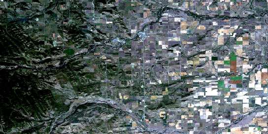 Turner Valley Satellite Map 082J09 at 1:50,000 scale - National Topographic System of Canada (NTS) - Orthophoto