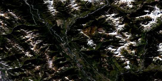 Tangle Peak Satellite Map 082J12 at 1:50,000 scale - National Topographic System of Canada (NTS) - Orthophoto