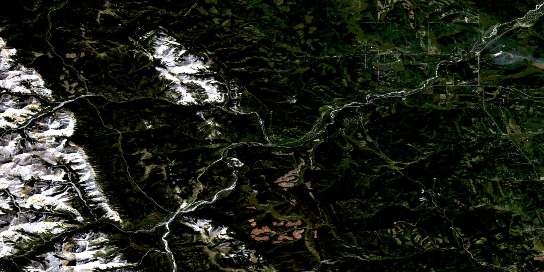 Bragg Creek Satellite Map 082J15 at 1:50,000 scale - National Topographic System of Canada (NTS) - Orthophoto