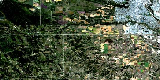 Priddis Satellite Map 082J16 at 1:50,000 scale - National Topographic System of Canada (NTS) - Orthophoto