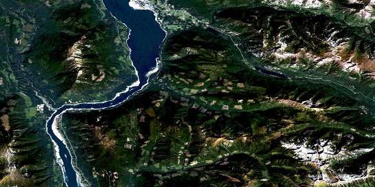 Nakusp Satellite Map 082K04 at 1:50,000 scale - National Topographic System of Canada (NTS) - Orthophoto