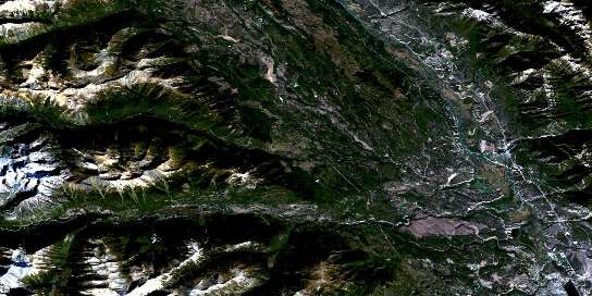 Radium Hot Springs Satellite Map 082K09 at 1:50,000 scale - National Topographic System of Canada (NTS) - Orthophoto