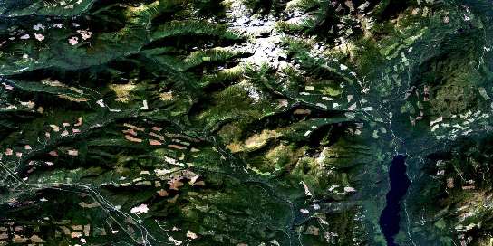 Eureka Mountain Satellite Map 082L01 at 1:50,000 scale - National Topographic System of Canada (NTS) - Orthophoto