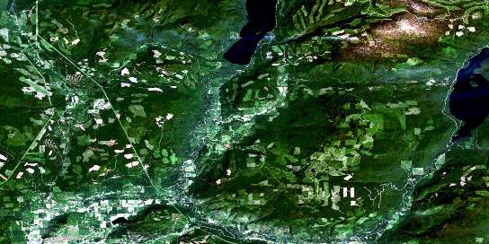 Shuswap Falls Satellite Map 082L07 at 1:50,000 scale - National Topographic System of Canada (NTS) - Orthophoto