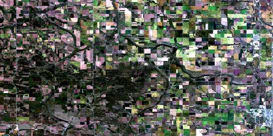 Crossfield Satellite Map 082O08 at 1:50,000 scale - National Topographic System of Canada (NTS) - Orthophoto