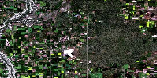 Rumsey Satellite Map 082P15 at 1:50,000 scale - National Topographic System of Canada (NTS) - Orthophoto