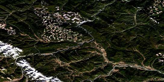 Elk Creek Satellite Map 083B04 at 1:50,000 scale - National Topographic System of Canada (NTS) - Orthophoto