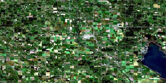 Rimbey Satellite Map 083B09 at 1:50,000 scale - National Topographic System of Canada (NTS) - Orthophoto