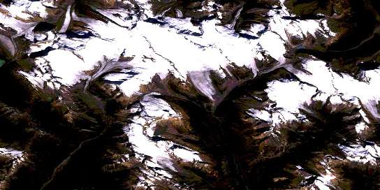 Clemenceau Icefield Satellite Map 083C04 at 1:50,000 scale - National Topographic System of Canada (NTS) - Orthophoto