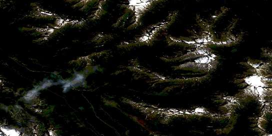 Ptarmigan Creek Satellite Map 083D10 at 1:50,000 scale - National Topographic System of Canada (NTS) - Orthophoto