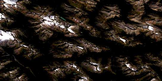 Resplendent Creek Satellite Map 083E02 at 1:50,000 scale - National Topographic System of Canada (NTS) - Orthophoto
