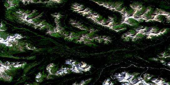 Dry Canyon Satellite Map 083E13 at 1:50,000 scale - National Topographic System of Canada (NTS) - Orthophoto