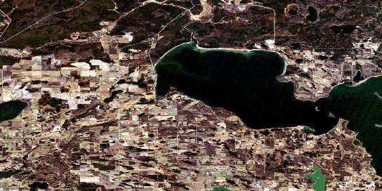 Plamondon Satellite Map 083I16 at 1:50,000 scale - National Topographic System of Canada (NTS) - Orthophoto