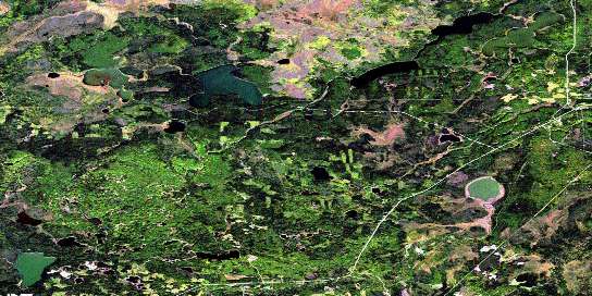 Mistehae Lake Satellite Map 083O16 at 1:50,000 scale - National Topographic System of Canada (NTS) - Orthophoto