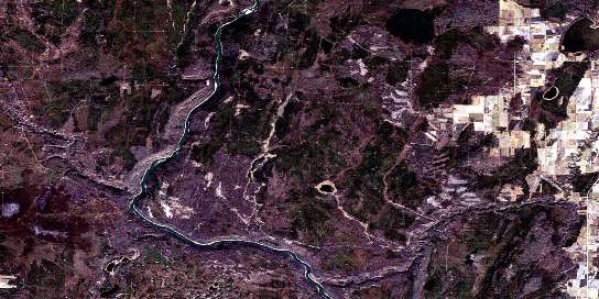 Calling River Satellite Map 083P02 at 1:50,000 scale - National Topographic System of Canada (NTS) - Orthophoto