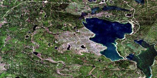 Peerless Lake Satellite Map 084B10 at 1:50,000 scale - National Topographic System of Canada (NTS) - Orthophoto