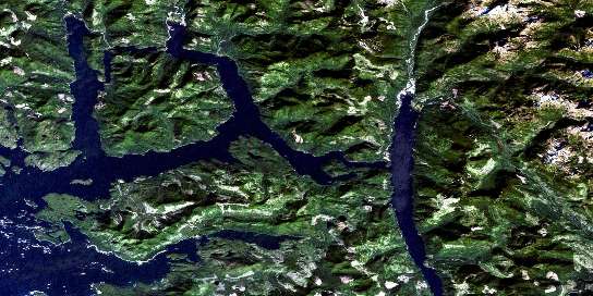 Zeballos Satellite Map 092E15 at 1:50,000 scale - National Topographic System of Canada (NTS) - Orthophoto
