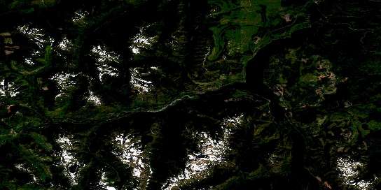 Upper Campbell Lake Satellite Map 092F13 at 1:50,000 scale - National Topographic System of Canada (NTS) - Orthophoto
