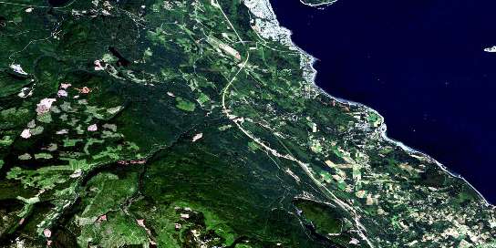 Oyster River Satellite Map 092F14 at 1:50,000 scale - National Topographic System of Canada (NTS) - Orthophoto